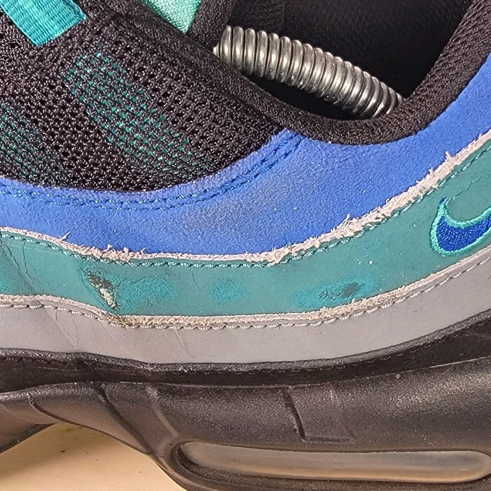 2014 Nike Air Max 95 OG SZ 12 Black Hyper Cobalt Blue Teal PRM 609048-084